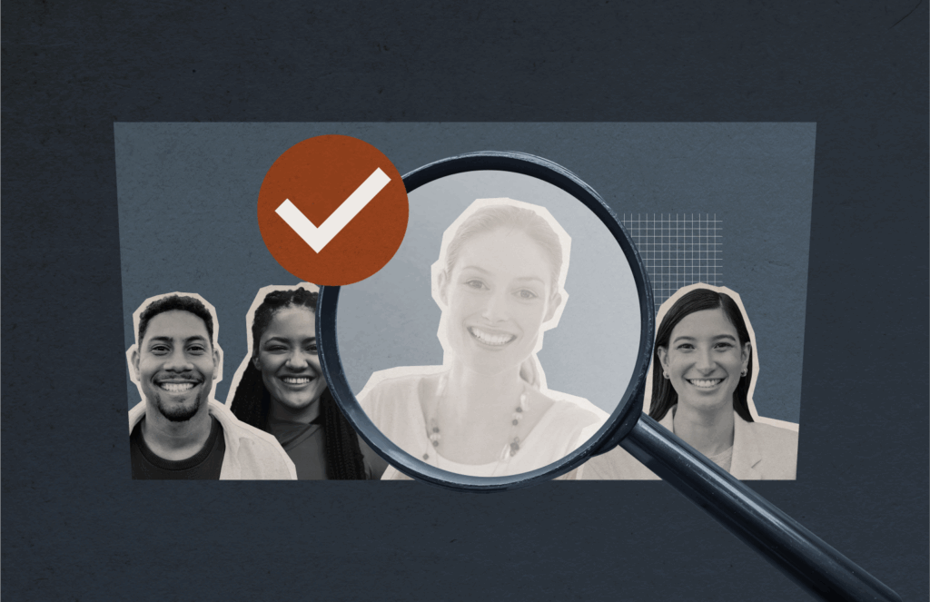 A microscope is used to view faces, a demonstration of what is talent acquisition.