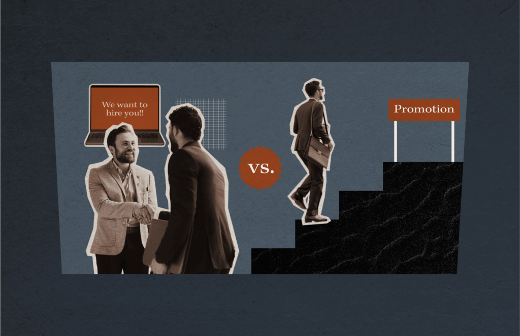 Welcome to the company vs you're promoted. an example of internal vs. external recruiting.