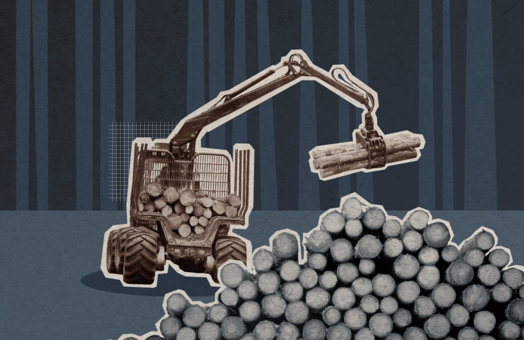 Logging machinery at work, representing natural resources recruitment agencies.